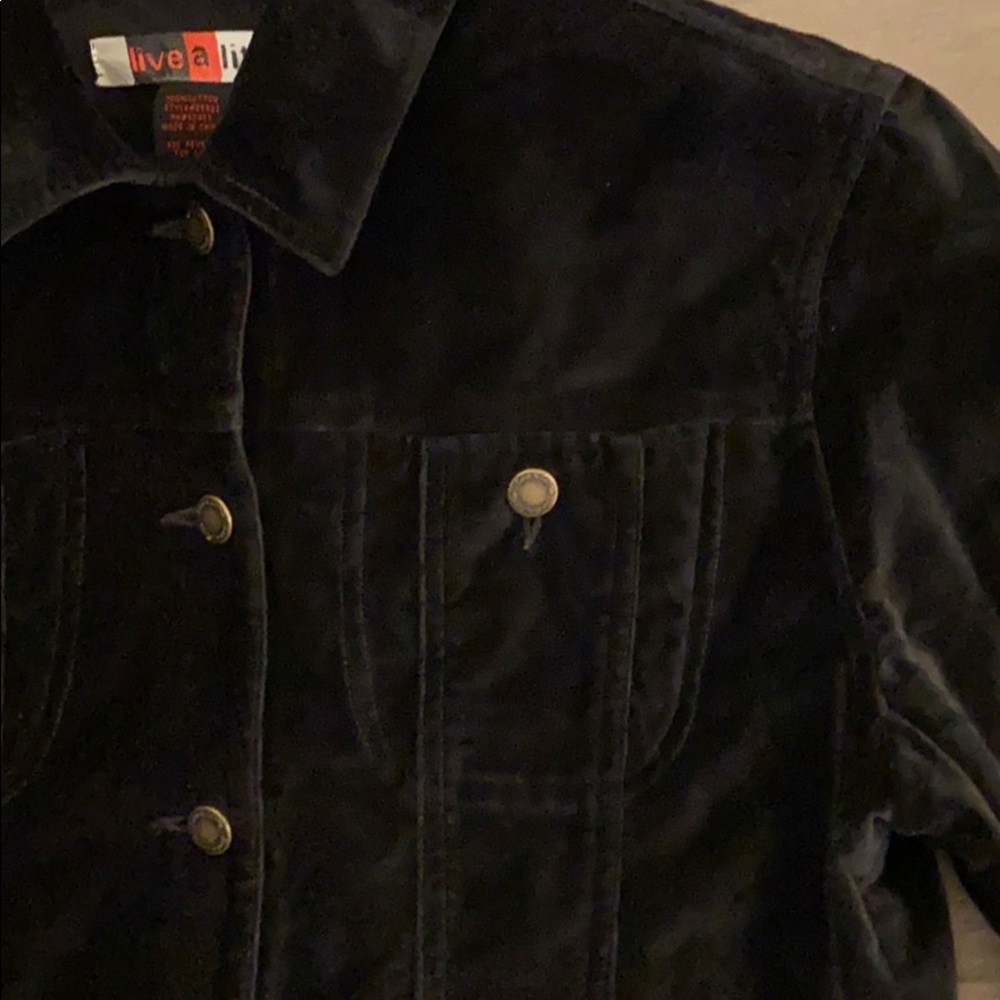 BLACK FITTED  VELVET JEAN JACKET - Picture 3 of 8